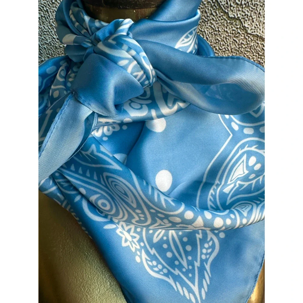 Blue Silk-Rayon Wild Rag